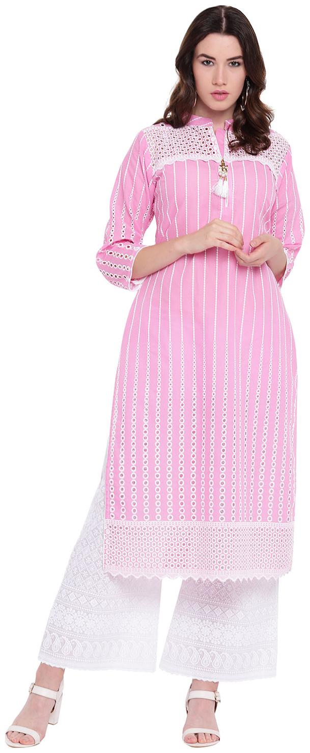 

PINKY PARI Women Pink Solid Straight Kurta With Palazzo
