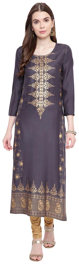 

PINKY PARI Women Grey Printed Straight Kurta