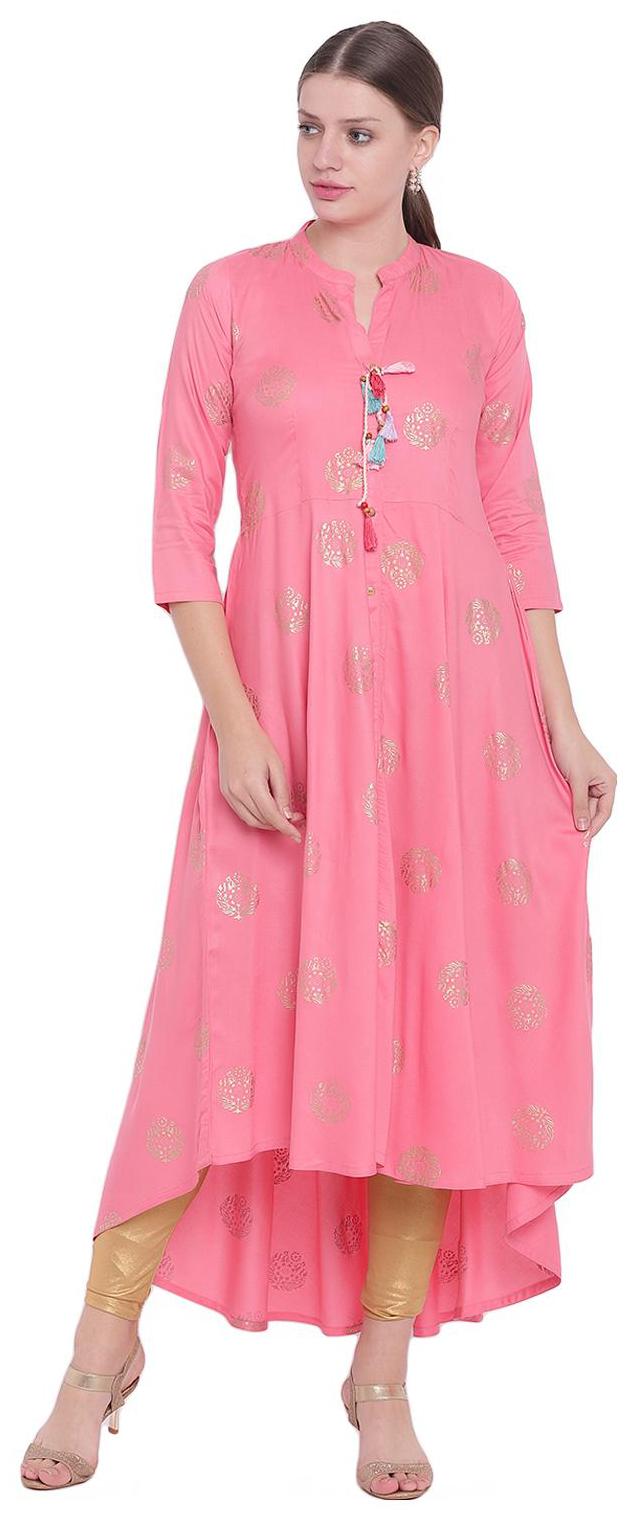 

PINKY PARI Women Pink Printed Assymetrical Kurta