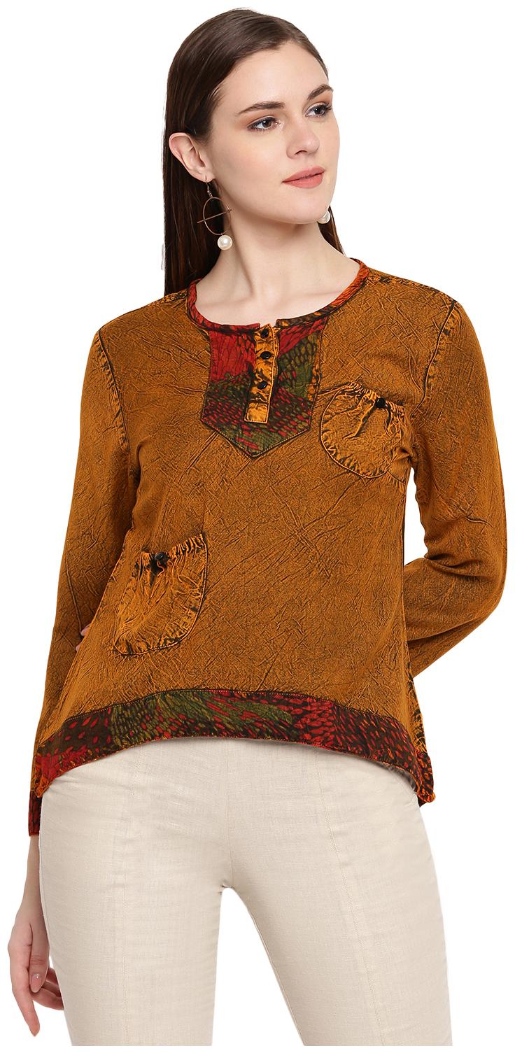 

PINKY PARI Women Printed Regular top - Brown