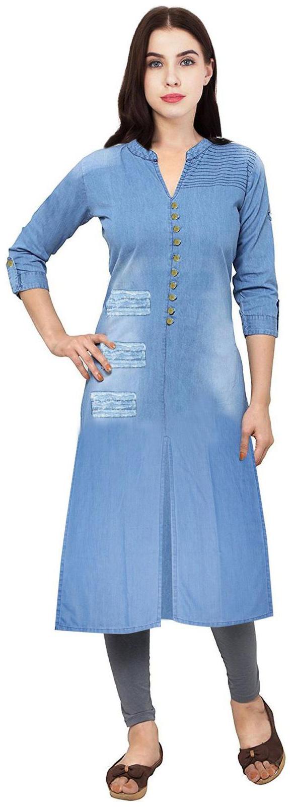 

PINKY PARI Women Blue Solid Regular Kurta