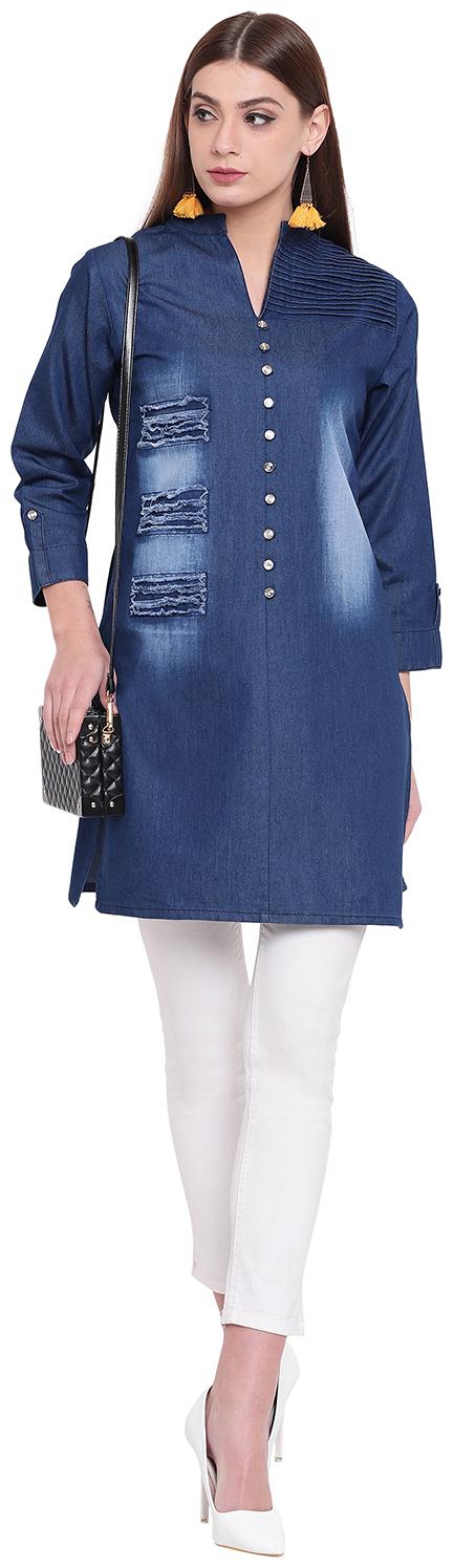 

PINKY PARI Women Blue Embroidered Regular Kurta