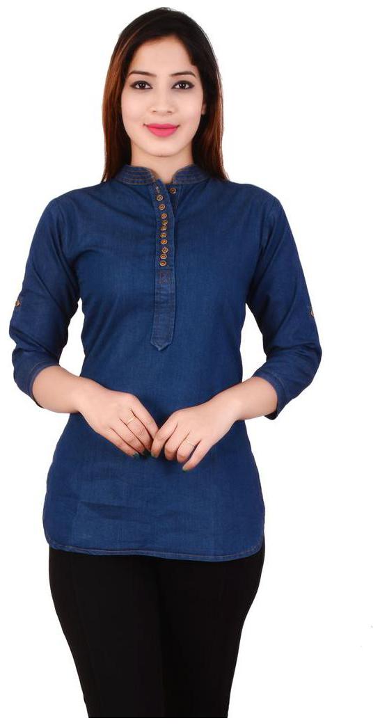 

PINKY PARI Women Blue Solid Regular Kurti