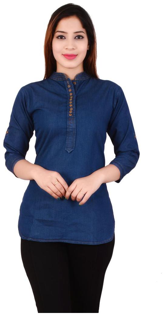 

PINKY PARI Women Blue Solid Regular Kurti