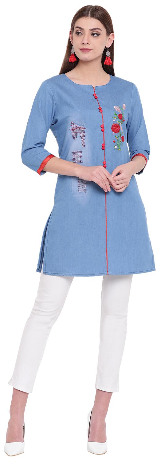 

PINKY PARI Women Blue Embroidered Regular Kurta