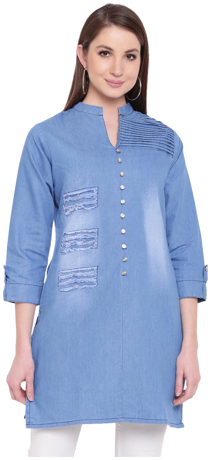 

PINKY PARI Women Blue Embroidered Regular Kurti