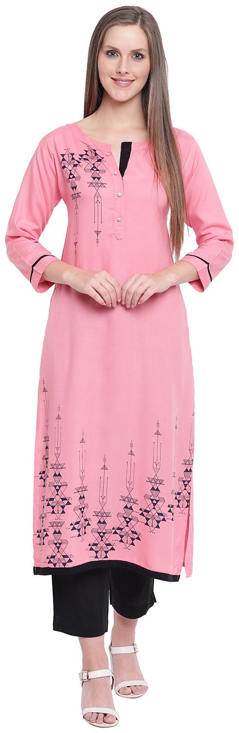 

PINKY PARI Women Pink Embroidered Straight Kurta