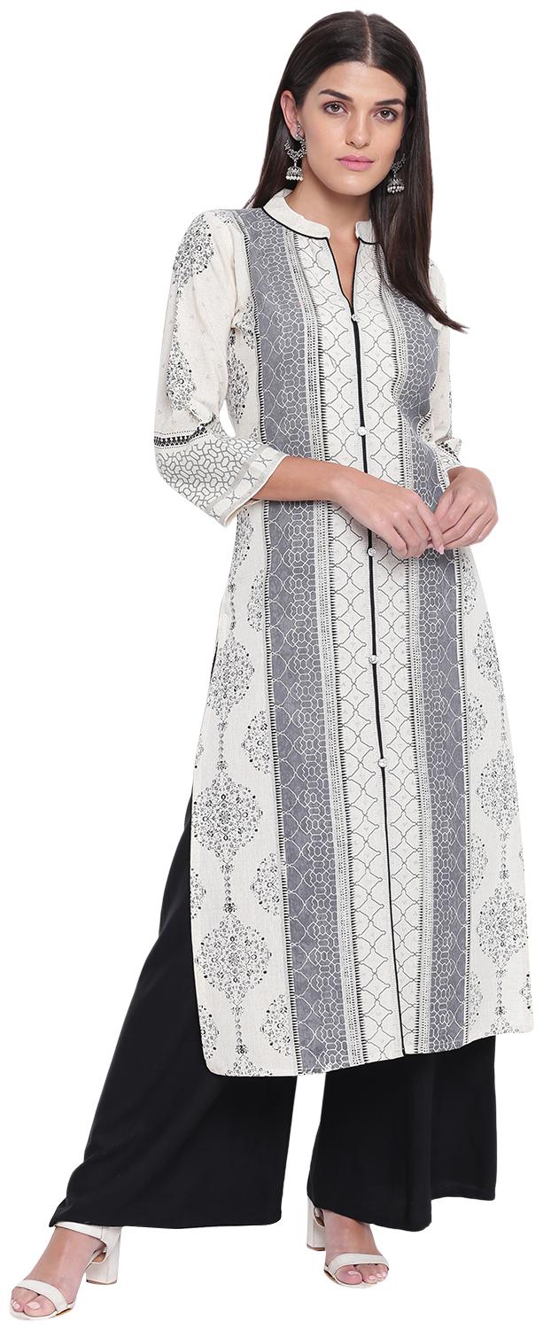 

PINKY PARI Women Cream Printed Straight Kurta