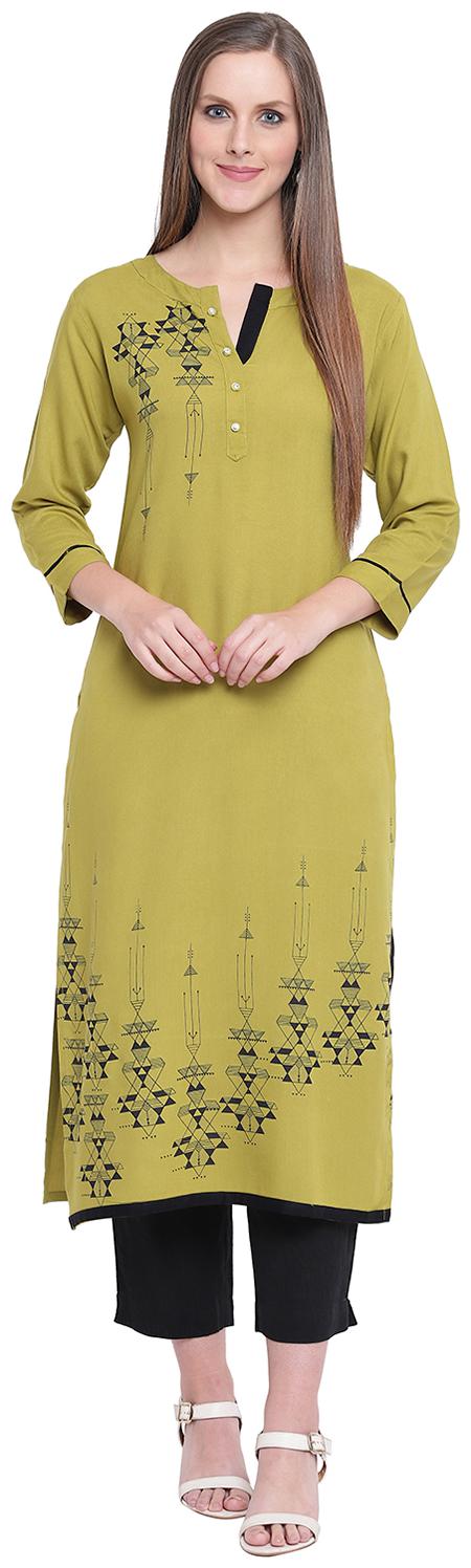 

PINKY PARI Women Green Embroidered Straight Kurta