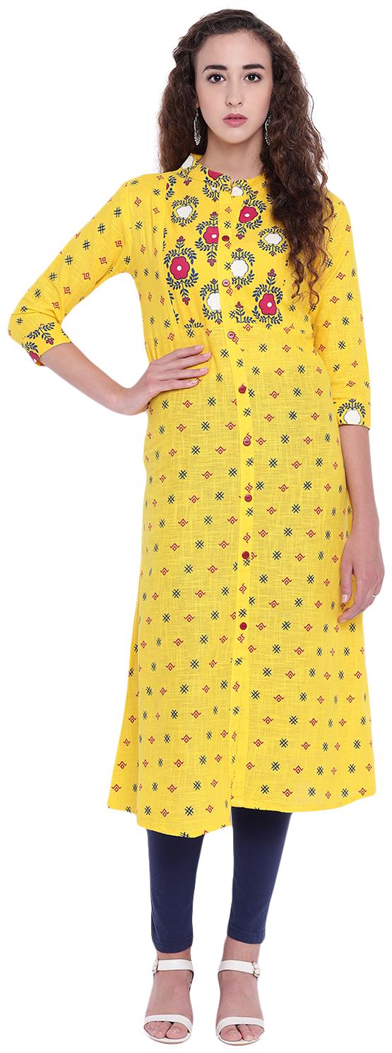 

PINKY PARI YELLOW ALINE COTTON KURTA