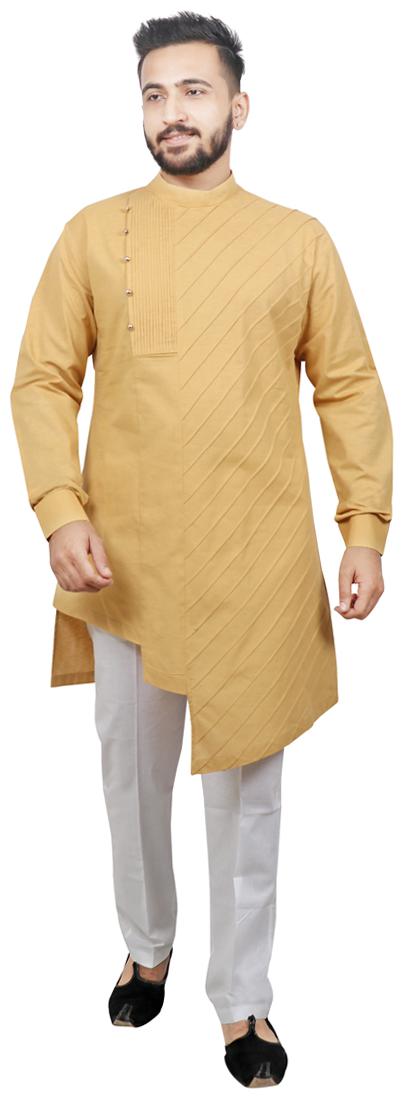 

Pintex Kurta with pyjamas For Men - Gold