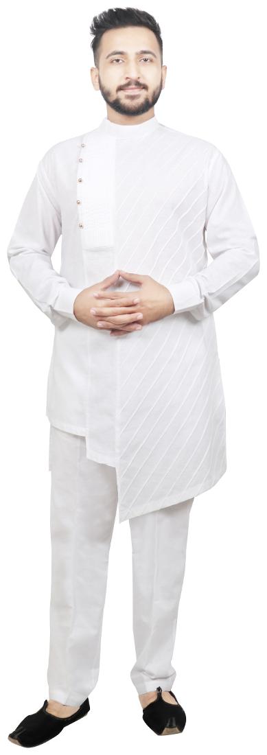 

Pintex Kurta with pyjamas For Men - White