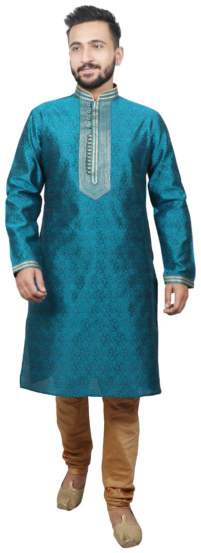 

Pintex Kurta with pyjamas For Men - Turquoise