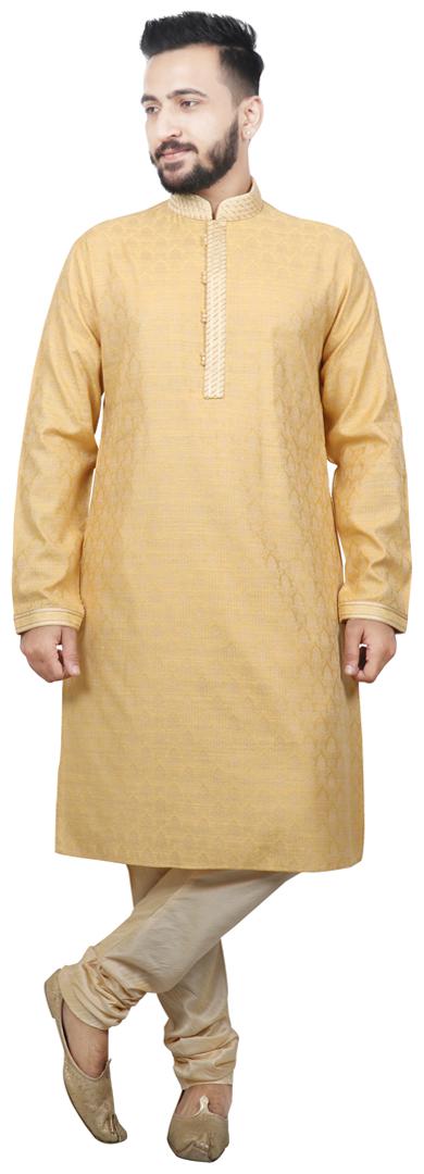 

Pintex Kurta with pyjamas For Men - Yellow