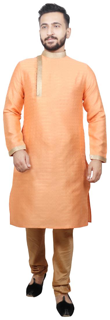 

Pintex Kurta with pyjamas For Men - Peach