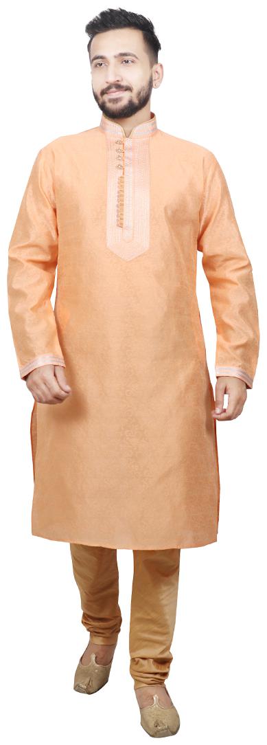

Pintex Kurta with pyjamas For Men - Orange