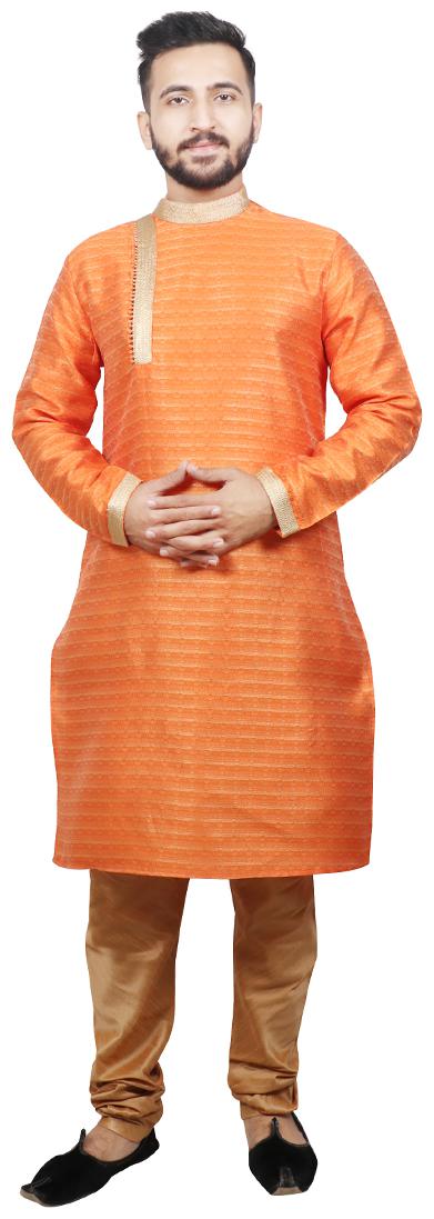 

Pintex Kurta with pyjamas For Men - Orange