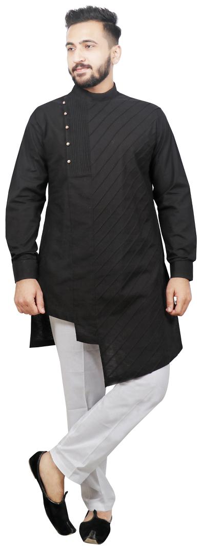 

Pintex Kurta with pyjamas For Men - Black
