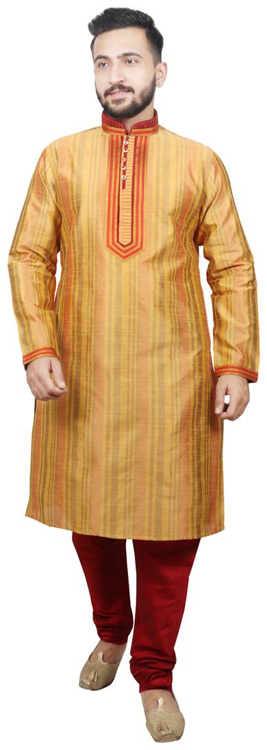 

Pintex Kurta with pyjamas For Men - Gold