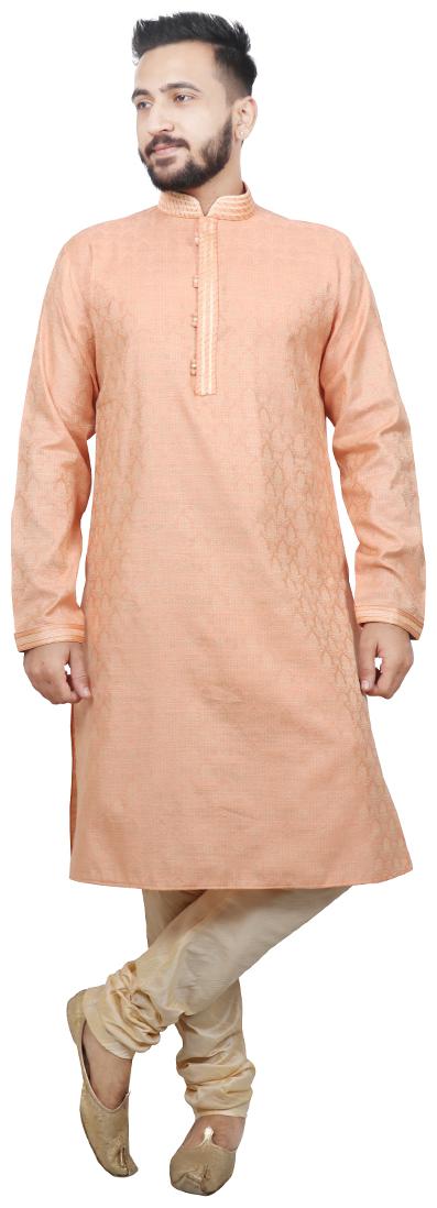 

Pintex Kurta with pyjamas For Men - Peach