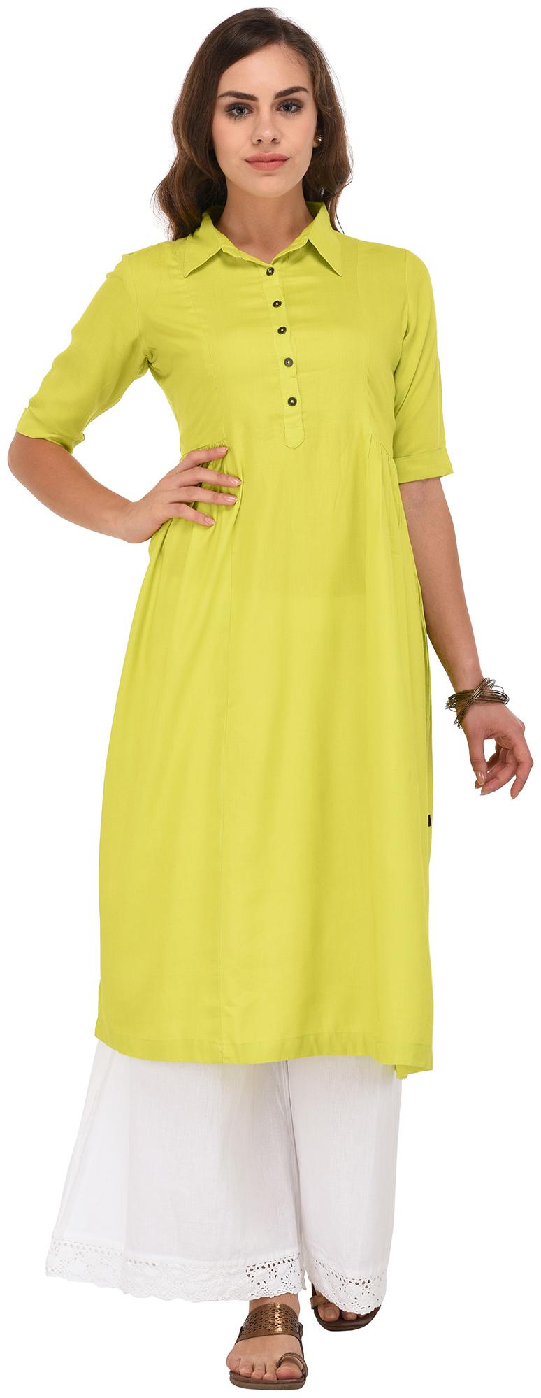 

PISTAA Women Green Solid Anarkali Kurta
