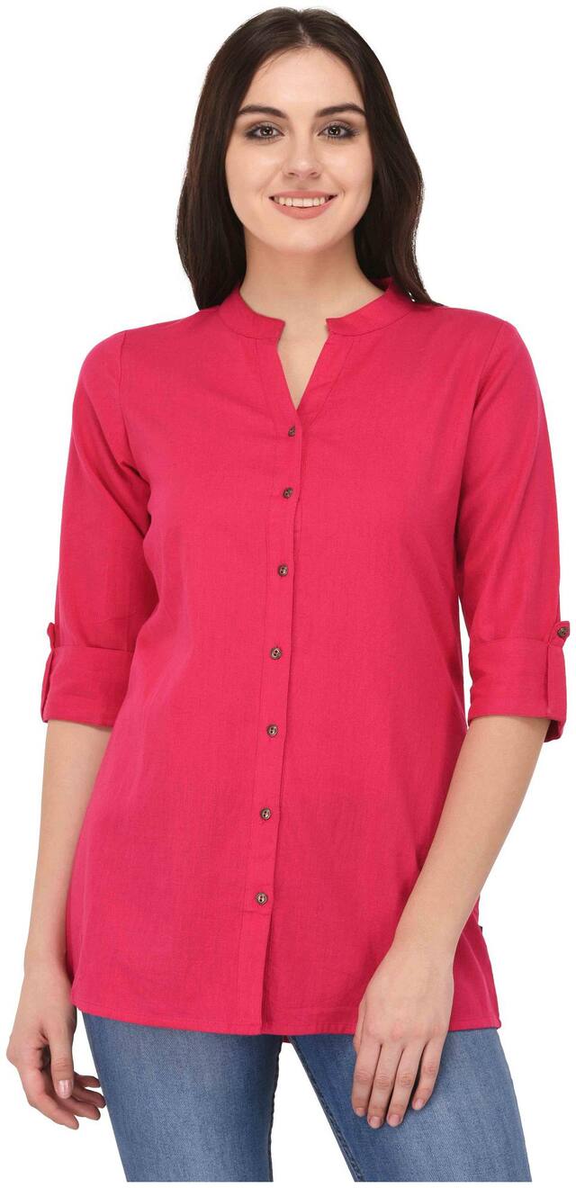 PISTAA Women Pink Solid Straight Kurta