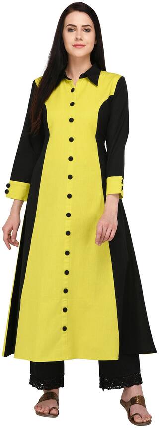 PISTAA Women Green Solid A Line Kurta