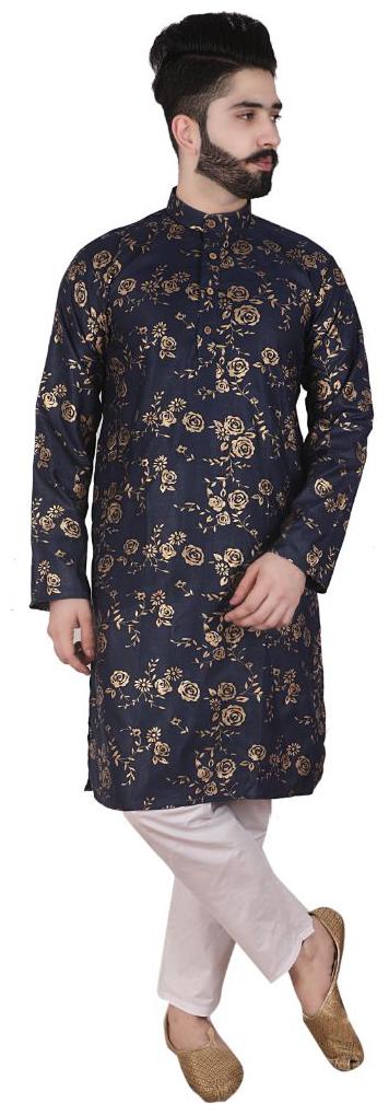 

Pk Garment Men Kurta Pajama(Navy Blue White)