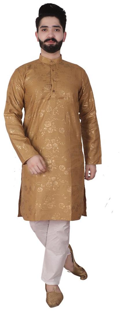 

P K GARMENTS Beige White Floral print Kurta and Pyjamas