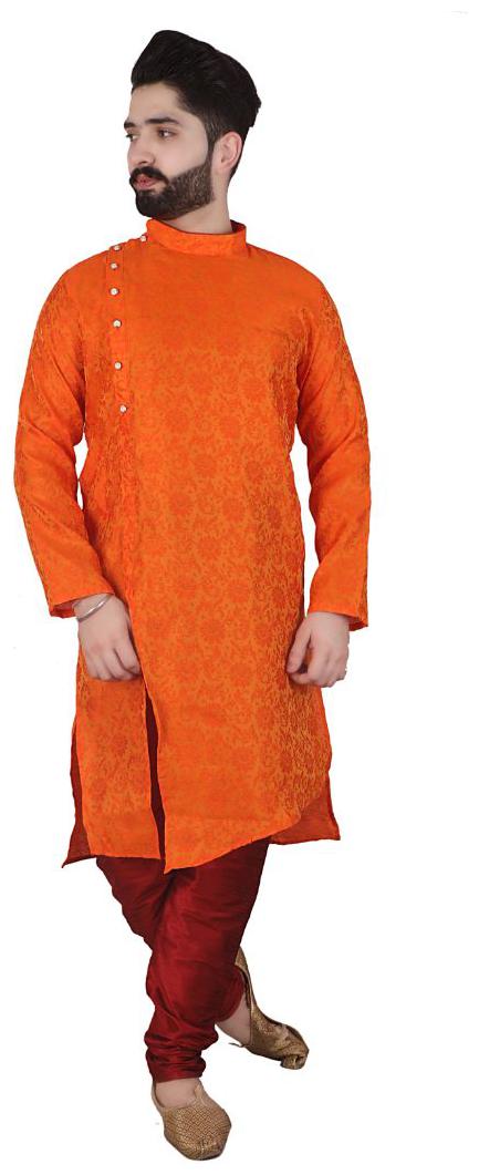 

P K GARMENTS Orange Maroon Floral print Kurta and Churidar