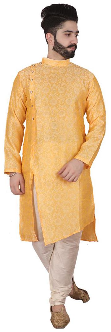 

P K GARMENTS Yellow White Floral print Kurta and Churidar
