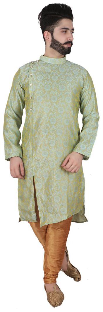 

P K GARMENTS Turquoise Beige Floral print Kurta and Churidar