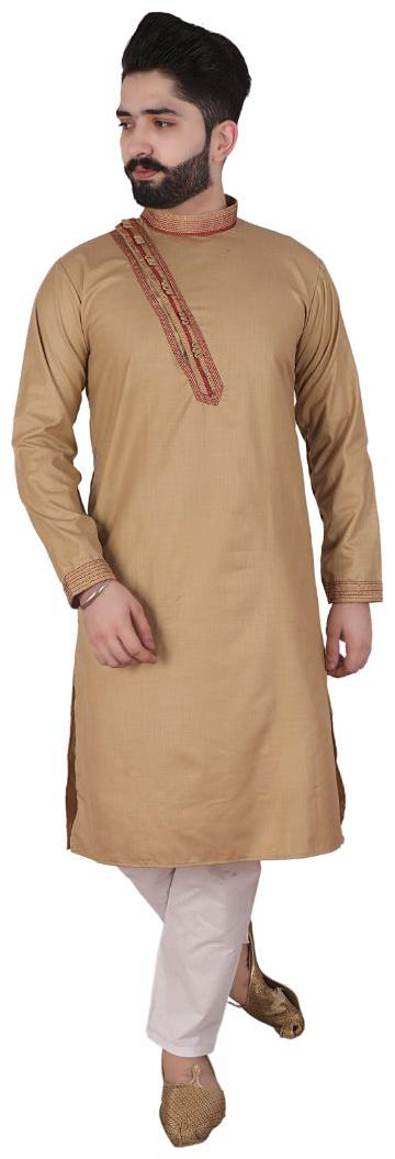 

P K GARMENTS Brown White Solid Kurta and Pyjamas