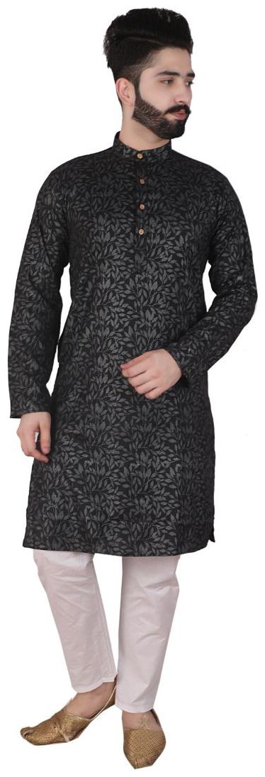 

P K GARMENTS Black Printed Kurta and Pyjamas