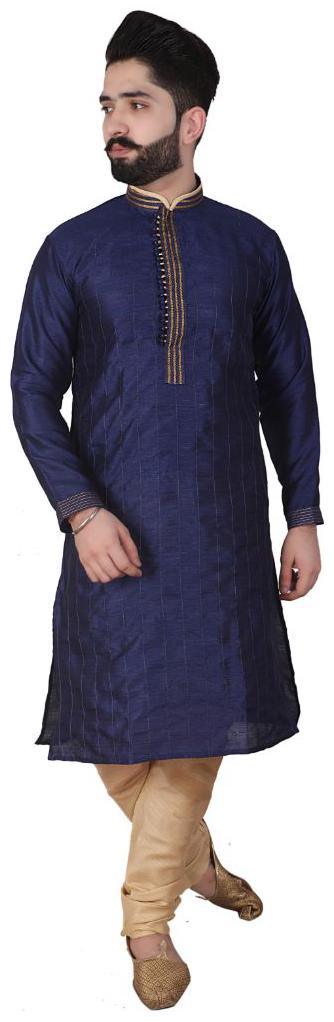

Pk Garments Men Fancy Kurta Pajama (Navy Blue Beige)