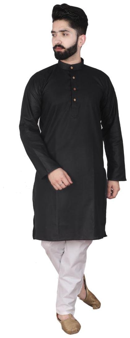 

P K GARMENTS Black Solid Kurta and Pyjamas