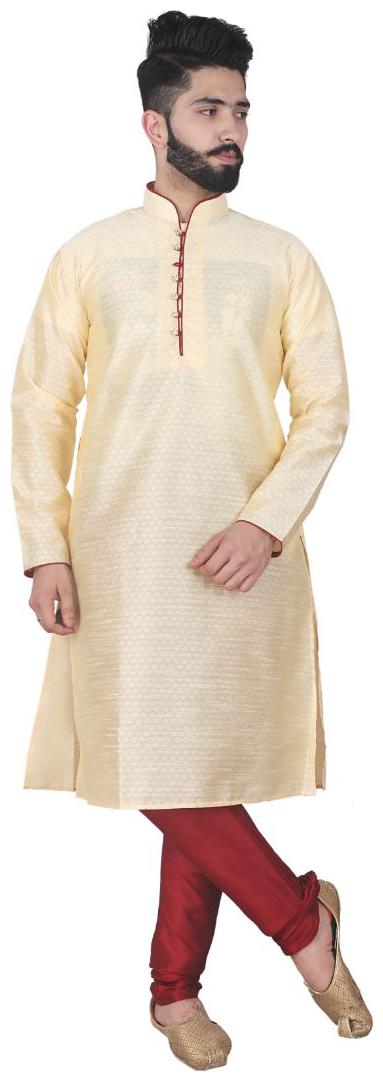

P K GARMENTS Cream Printed Kurta and Pyjamas