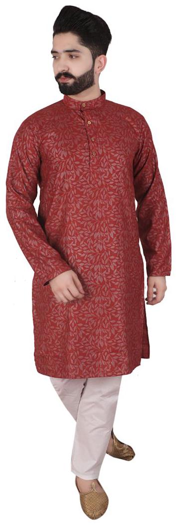 

P K GARMENTS Maroon Printed Kurta and Pyjamas
