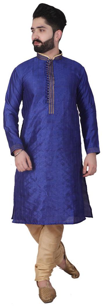 

P K GARMENTS Blue Beige Striped Kurta and Churidar