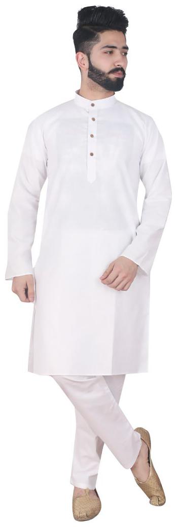 

P K GARMENTS White Solid Kurta and Pyjamas
