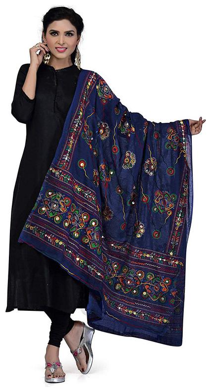 

PK Hub Women Cotton Embroidered Dupatta Blue