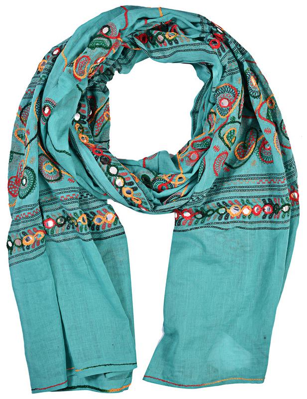 

PK Hub Women Cotton Embroidered Dupatta Blue