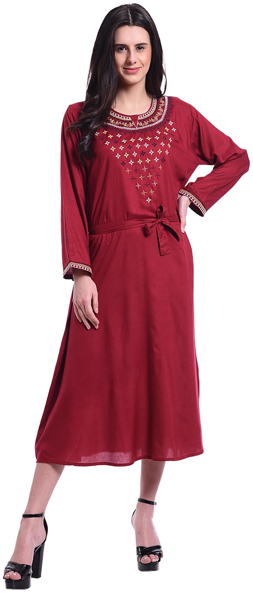 

pkyenterprises Red Embroidered A-line dress