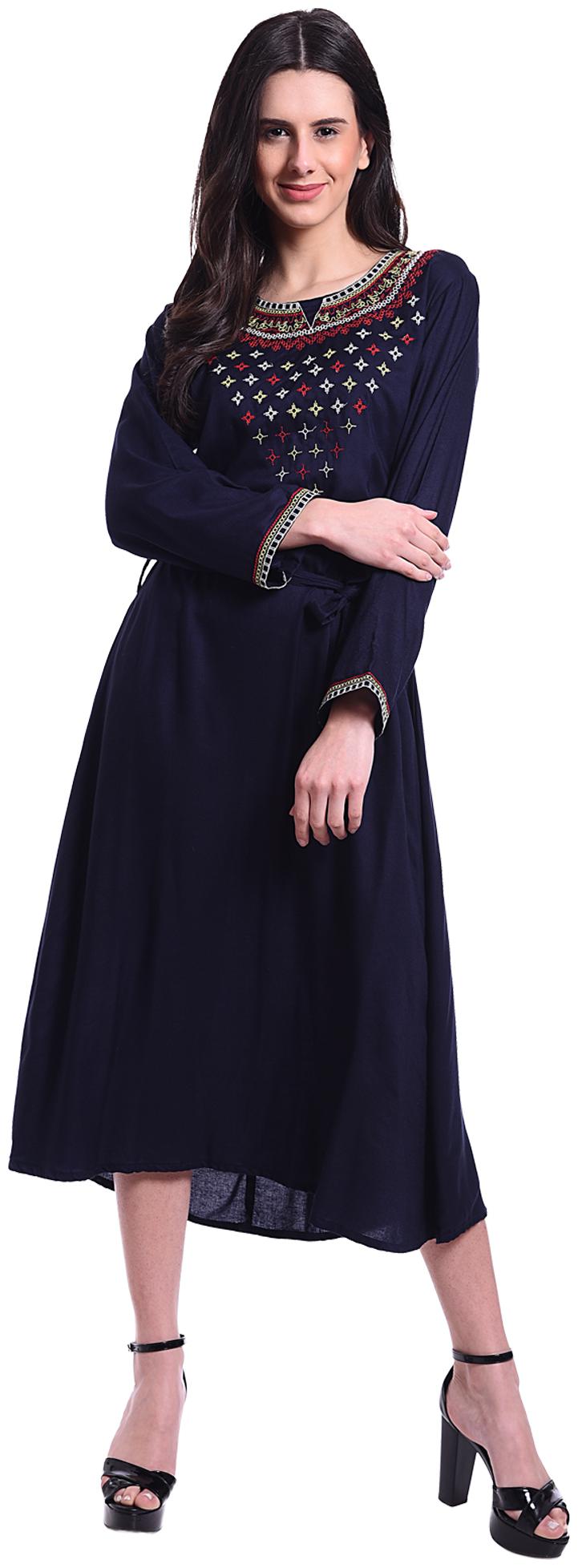 

pkyenterprises Blue Embroidered A-line dress