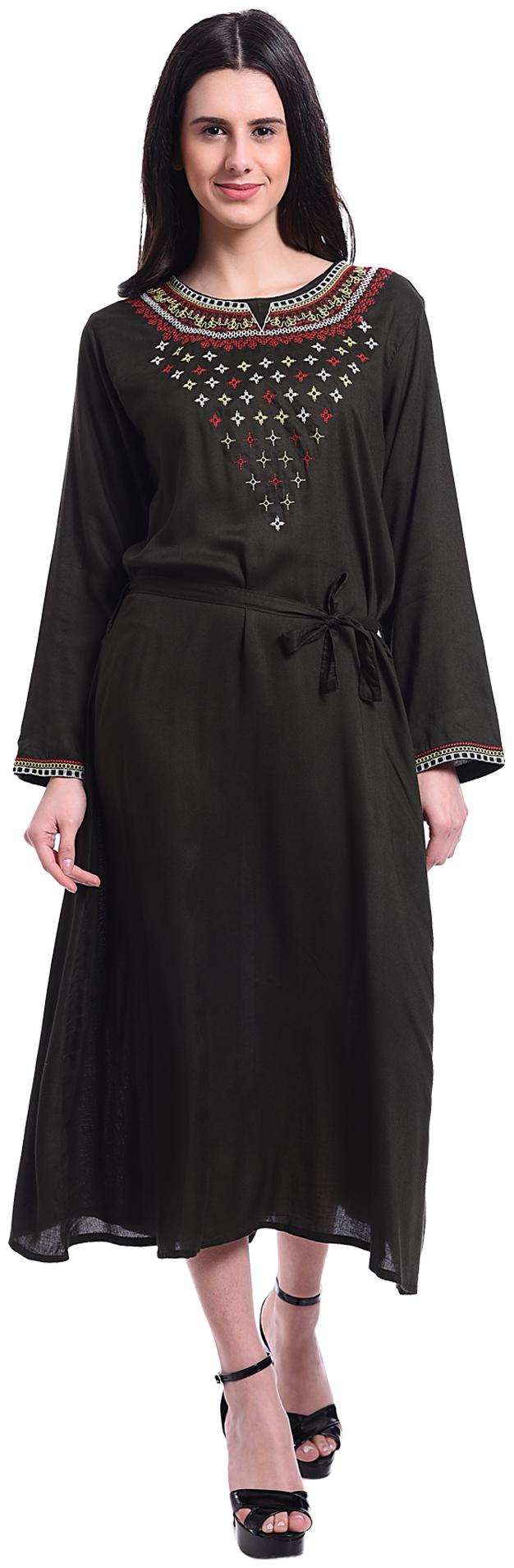 

pkyenterprises Green Embroidered A-line dress
