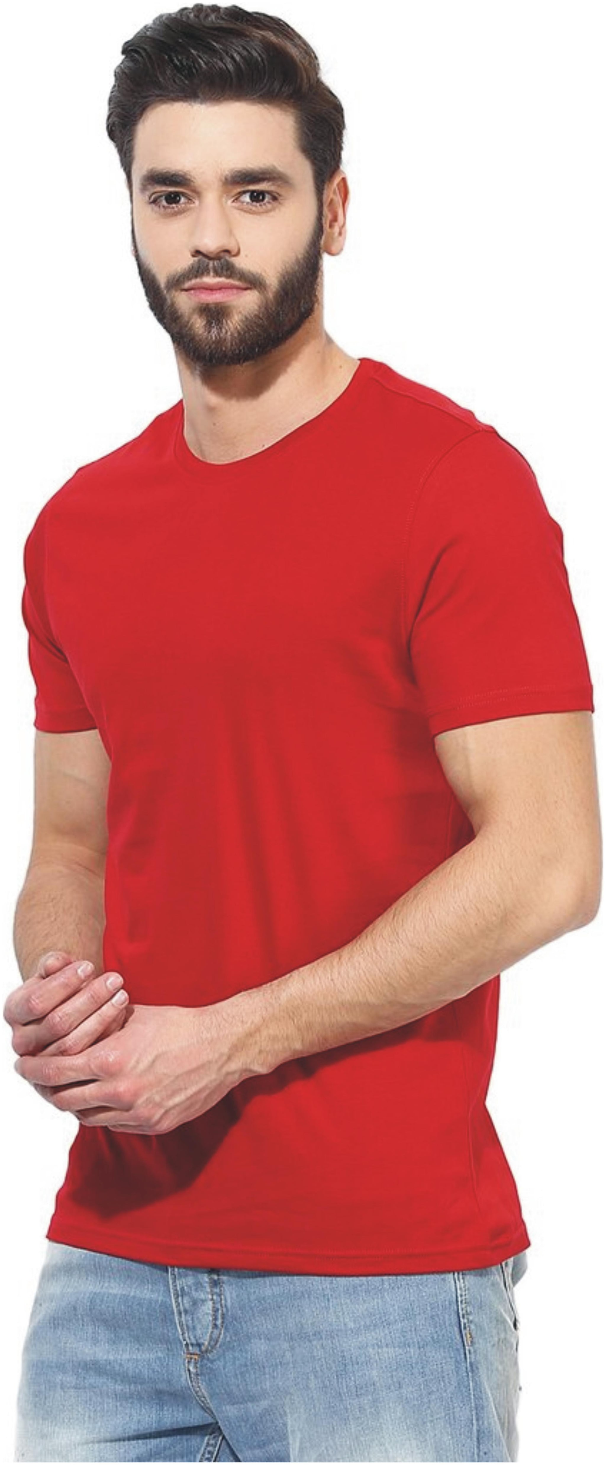 

JORKK Men Red Regular fit Cotton V neck T-Shirt - Pack Of 1
