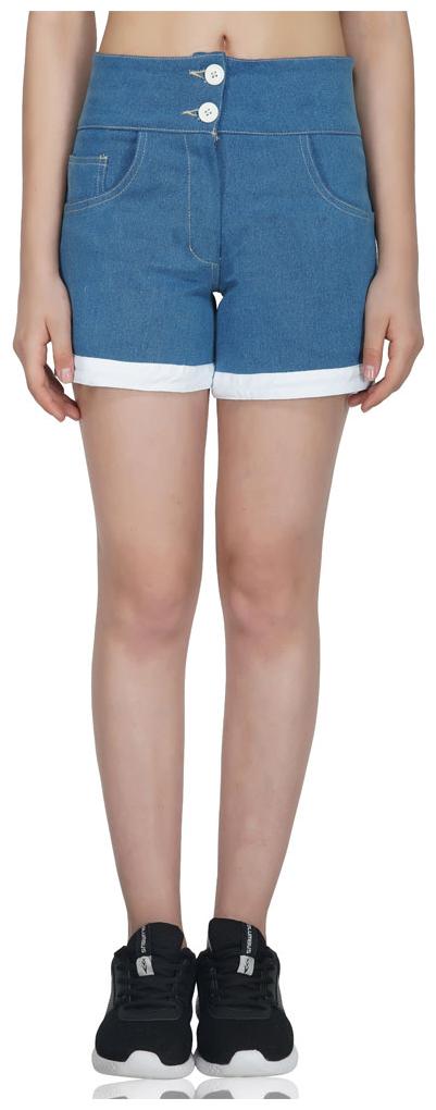 

PlanningArt Women Solid Denim shorts - Blue