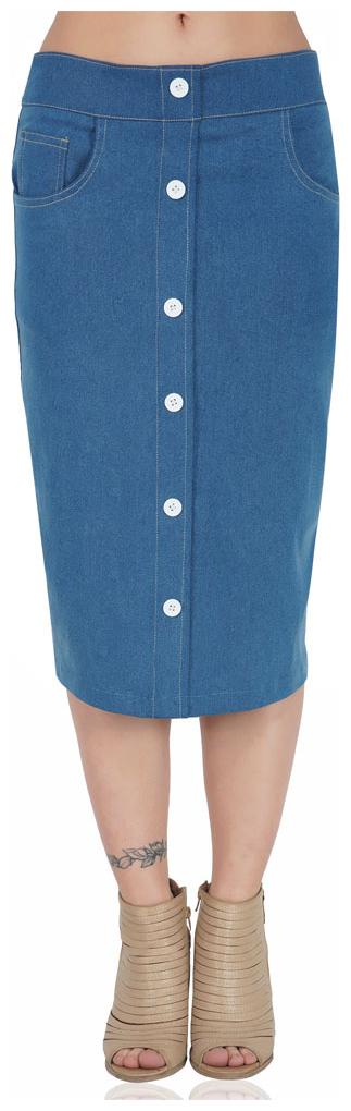 

PlanningArt Solid Pencil skirt Midi Skirt - Blue