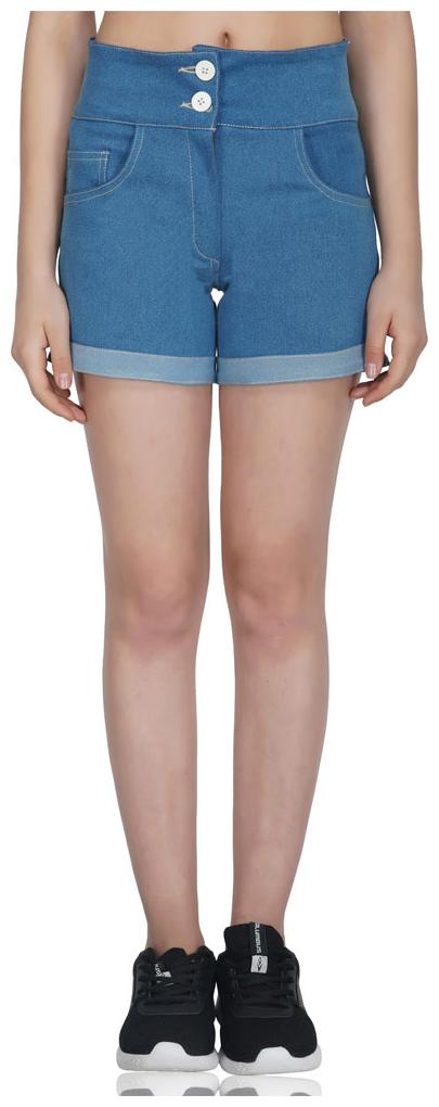 

PlanningArt Women Solid Denim shorts - Blue