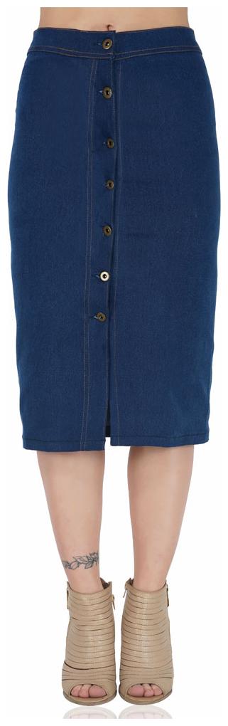 

Planningart Women Navy Blue Denim Solid Skirt
